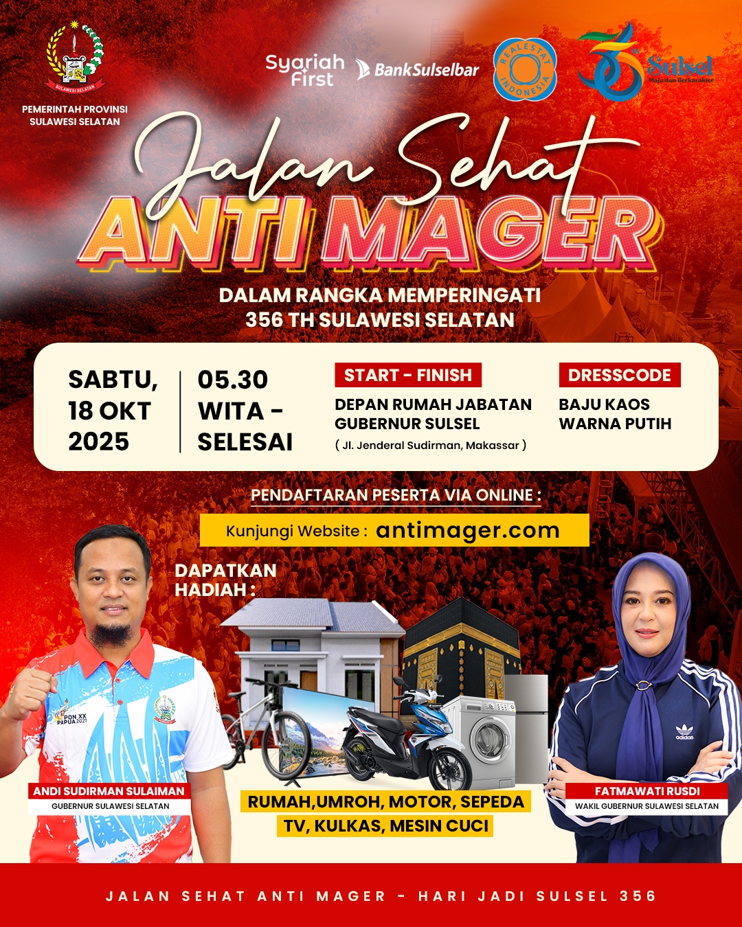 Pemprov Sulsel Gelar Jalan Sehat Anti Mager Peringati 356 Tahun Sulsel