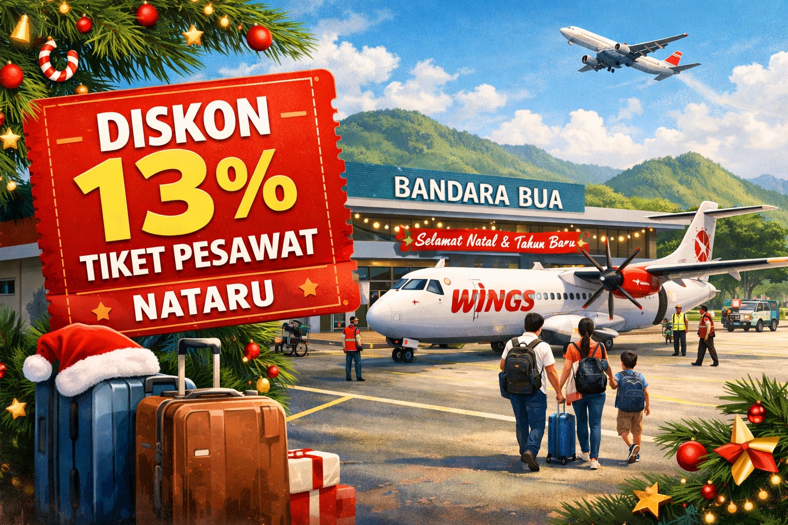 Sambut Nataru, Wings Air Bandara Bua Terapkan Kebijakan Pemerintah Turunkan Harga Tiket