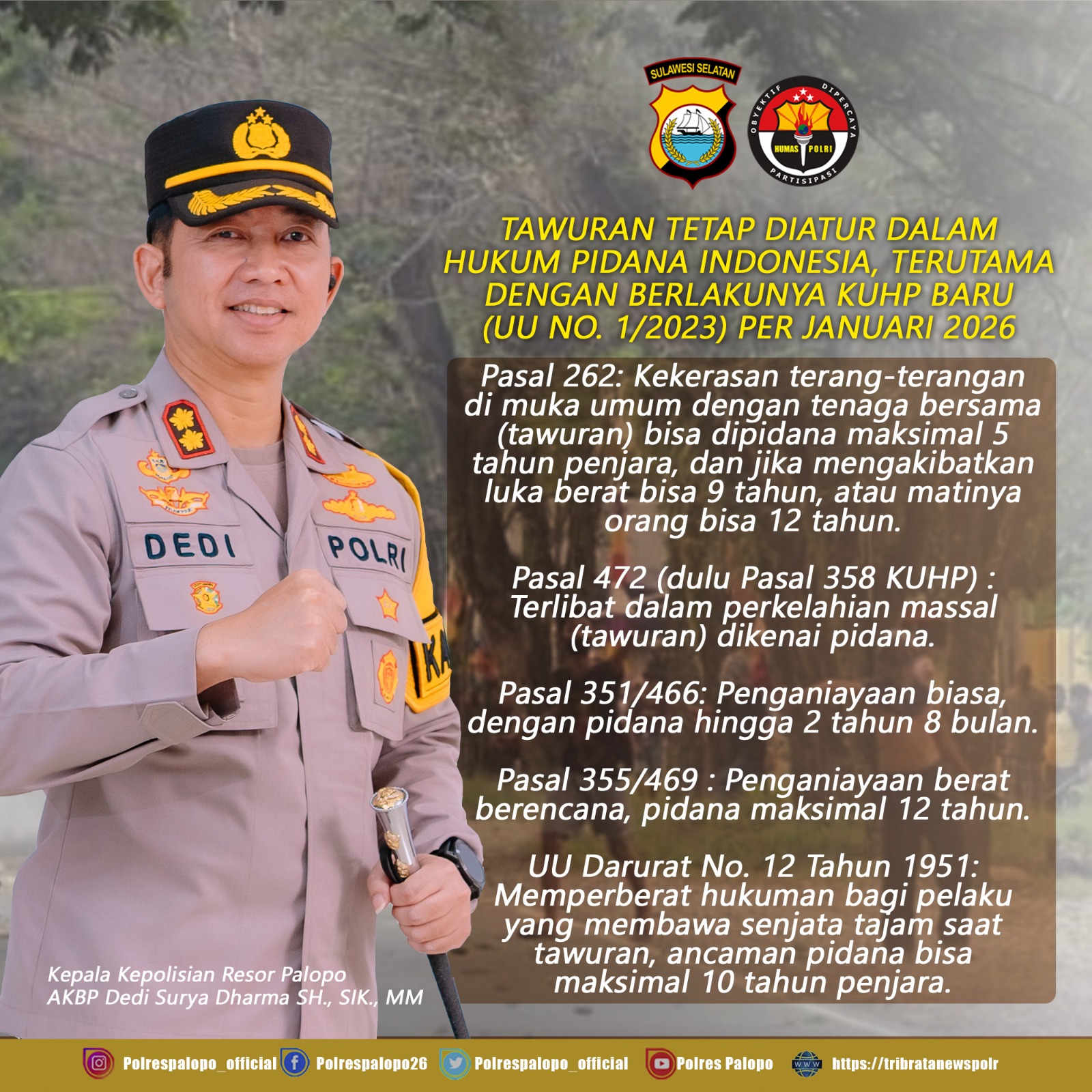 Patroli Diperketat, Polres Palopo Tak Segan Jerat Pelaku Tawuran dengan KUHP Baru