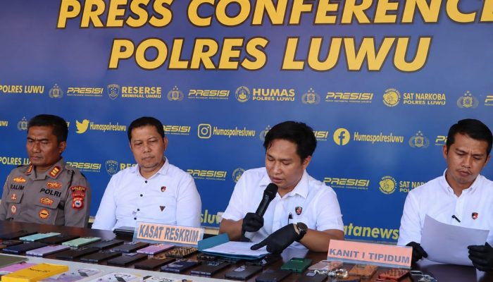 Puluhan HP Hingga TV Disita, Polres Luwu Bongkar Sindikat Pencurian di Empat Lokasi