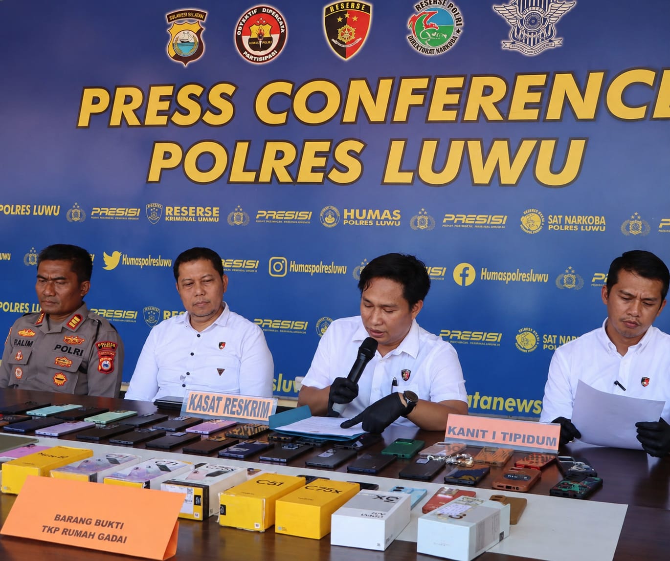 Puluhan HP Hingga TV Disita, Polres Luwu Bongkar Sindikat Pencurian di Empat Lokasi