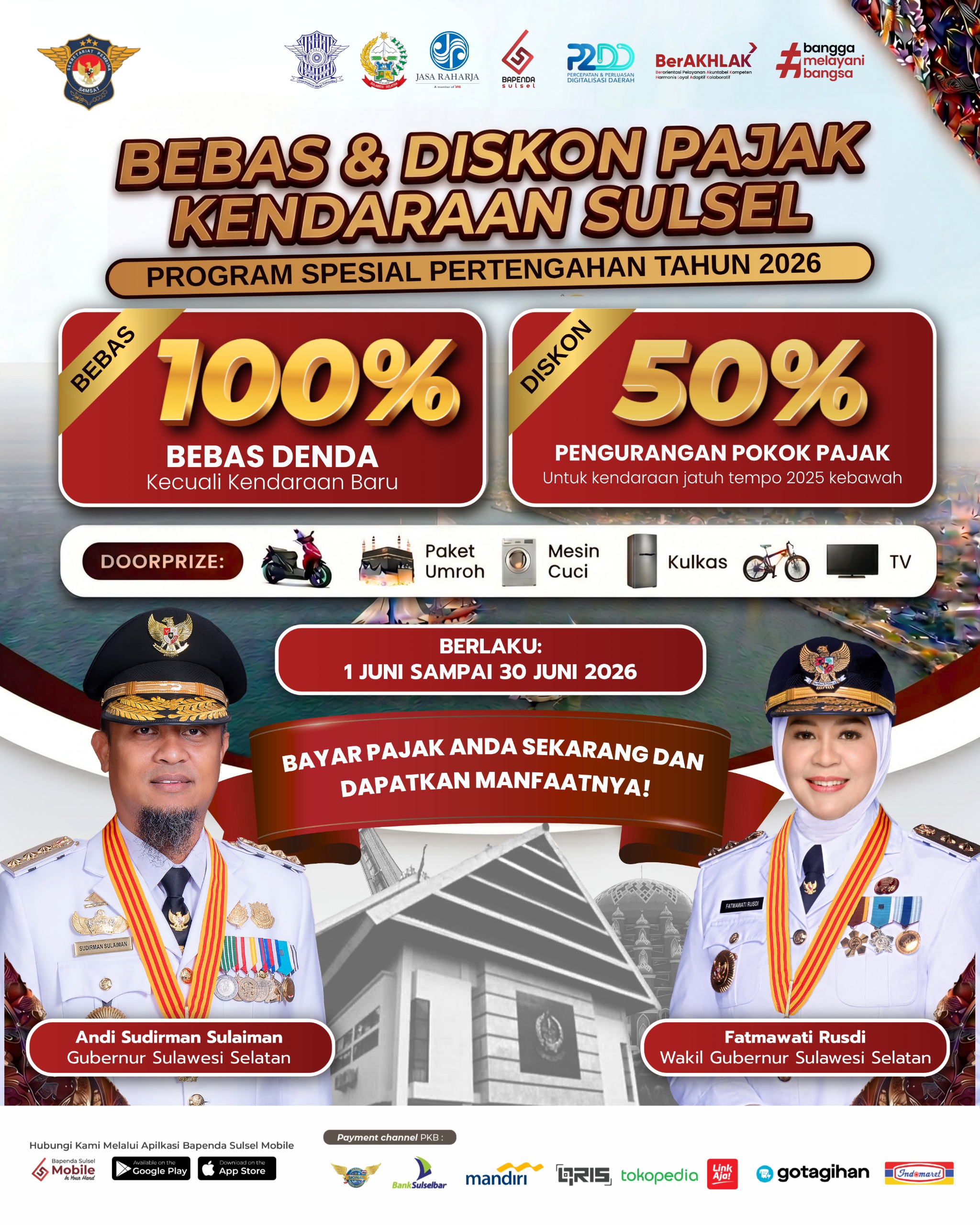 Diskon Pajak Kendaraan 50 Persen di Sulsel Berlanjut Hingga Akhir Juni