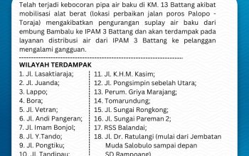 Kebocoran Pipa Baku Ganggu Distribusi Air di Sejumlah Wilayah Palopo