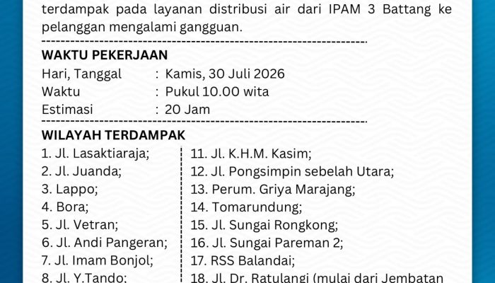 Distribusi Air Terganggu, 18 Wilayah di Palopo Terdampak