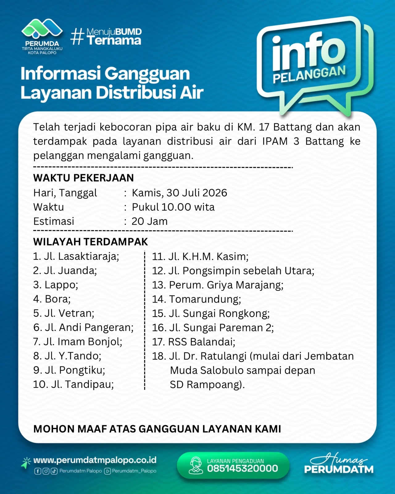 Distribusi Air Terganggu, 18 Wilayah di Palopo Terdampak